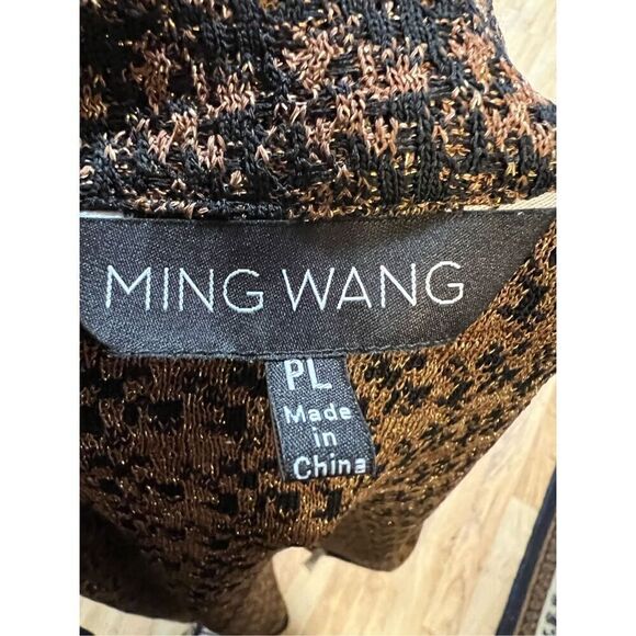 Ming Wang Black & Gold Herringbone Cropped Knit Jacket with Gold Chin Trim Sophi - Picture 10 of 11